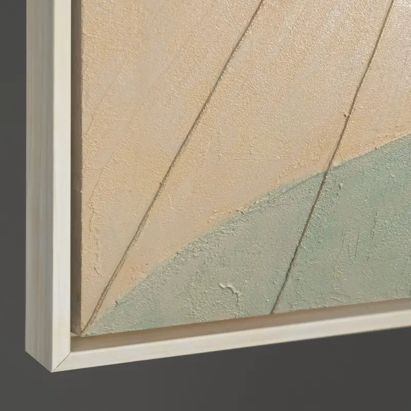 3D Abstracte Wanddecoratie met Reliëf – Handgeschilderd Schilderij | YS Art - 140x100 Beige lijst Authentique